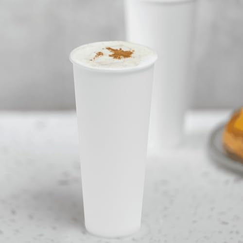 24 oz Paper Hot Coffee Cups [500 ct] White Disposable Cup for Hot (24 OZ / White)