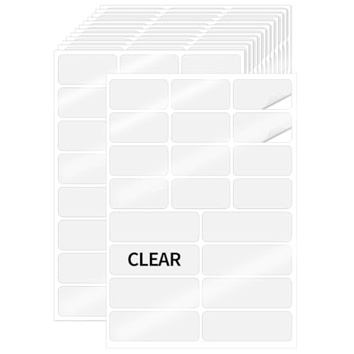 Transparent Stickers Labels (Clear / 1 x 2 inches, 1 x 3 inches Set)