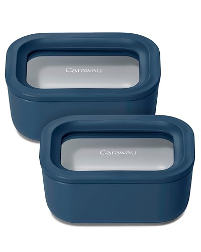 2 Piece Glass Food Storage Container Set (Navy / 2.6 Cup Food Storage (2x))