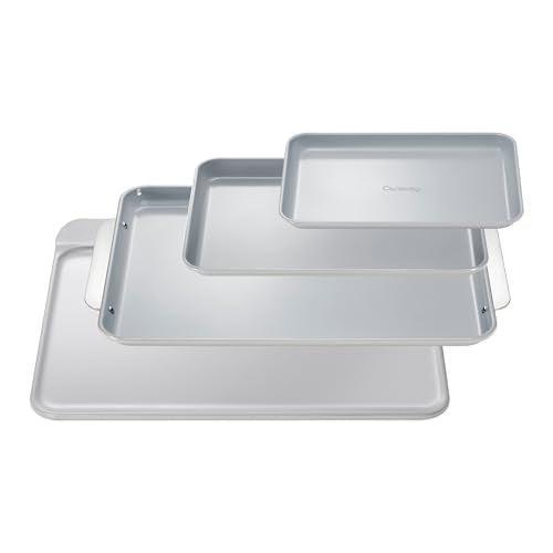 Non Stick Ceramic Baking Sheet Trio and Cookie Sheet Set (Gray / Baking Sheet Trio & Cookie Sheet)