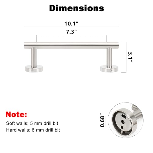 Bath Towel Bar (Brushed Nickel / 10 Inch)