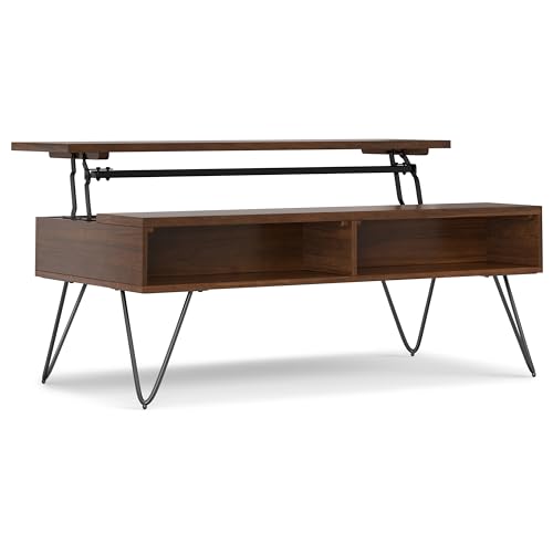 Hunter 48" Wide Walnut Veneer and Metal Coffee Table in Brown (Lift Top Coffee Table / 48 inch / Walnut Veneer)