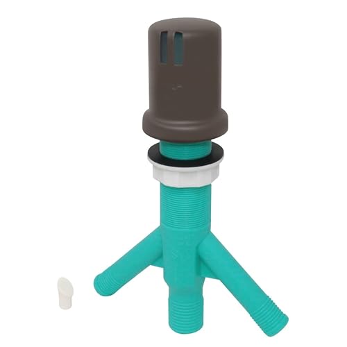 Dual Air Gap with Oil Rubbed Bronze Brass Cap for Double Drawer or Two Separate Dishwashers with Skirted Cap and Extra Long Thread for Thick or Thin Countertops (AG200-304)
