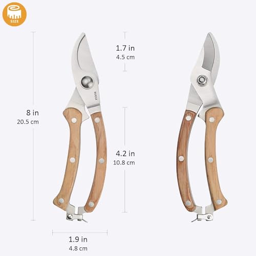 Wood Handle Pruning Shears (8"WoodHandleShears(E012))