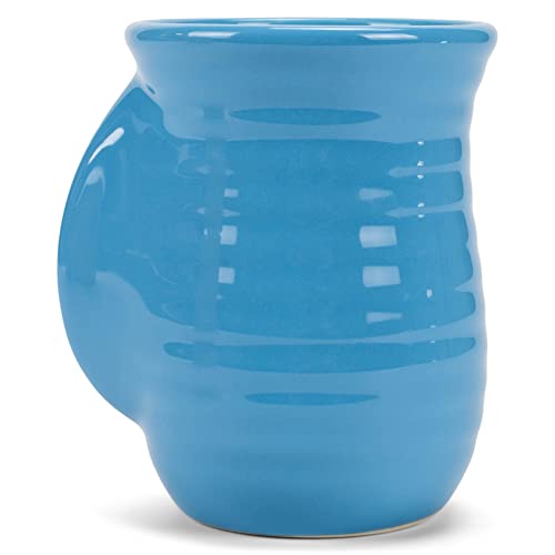 Ribbed 14 ounce Ceramic Stoneware Handwarmer Mug (14 Ounces / Ice Blue)