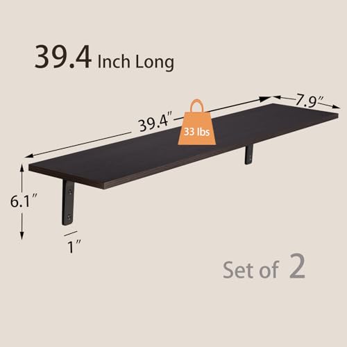 Long Wall Shelves (Espresso / 39.4 Inch)