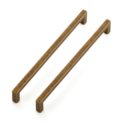Antique Brass Cabinet Handles Solid Drawer Pulls 7 (Antique Brass / Flat Black 7-1/2'' Hole Center)