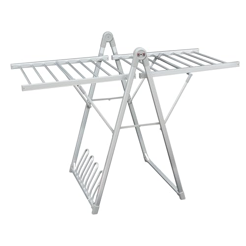 Heating Clothes Drying Rack Foldable Shoes Socks Silvery Gray