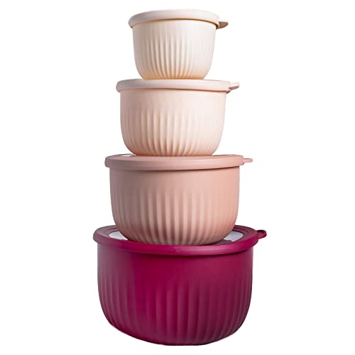 Prep Bowls with Lids (Rose / 8 Piece Set - Deep Bowls)