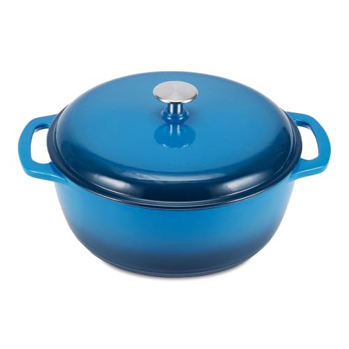Enameled Cast Iron Dutch Oven Pot with Lid (Blue / 7.3-Quart)