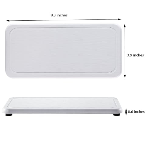 2Pcs Water Absorbent Diatomite Coasters Bathroom Sink Stone Trays (White / 8.3" x 3.9")