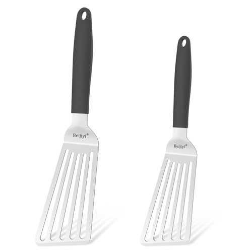 Stainlecss Steel Fish Spatula Set (Silver_Large&Small)