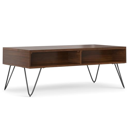 Hunter 48" Wide Walnut Veneer and Metal Coffee Table in Brown (Lift Top Coffee Table / 48 inch / Walnut Veneer)