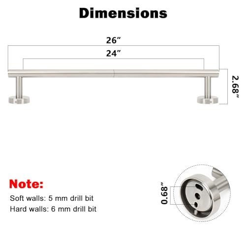 Bath Towel Bar (Brushed Nickel / 26 Inch)