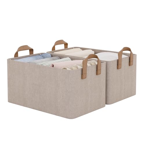 Storage Bins Storage Baskets (Brown and Beige / 14 ¾" L x 10 ¼" W x 8 ¼" H)