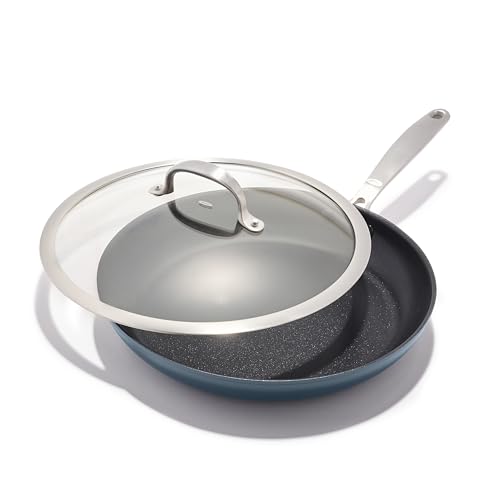 Enhanced 12” Nonstick Frying Pan Skillet with Lid (12" Frying Pan Skillet with Lid / Storm Blue)