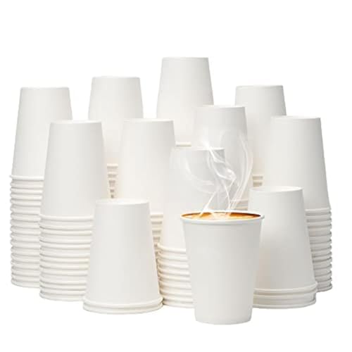 12 oz 100 Pack White Disposable Paper Coffee Cups (White / 12 oz)