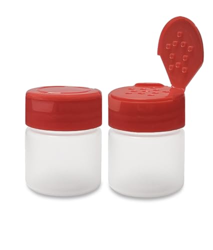 1 oz Plastic Spice Jars with Red Flip & Sift Caps