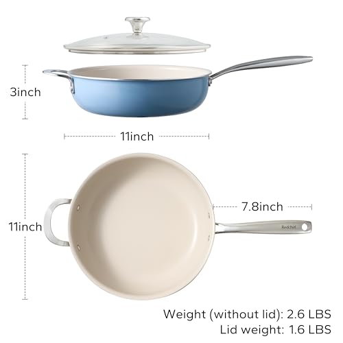 Ceramic Saute Pan with Lid (Blue)