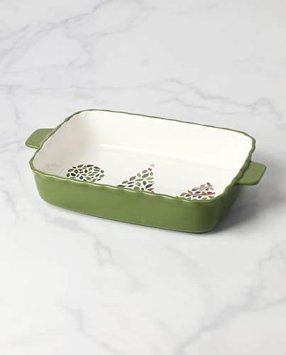 Evergreen Rectangular Scallop Christmas Baking Dish (Rectangular Scallop Baking Dish)