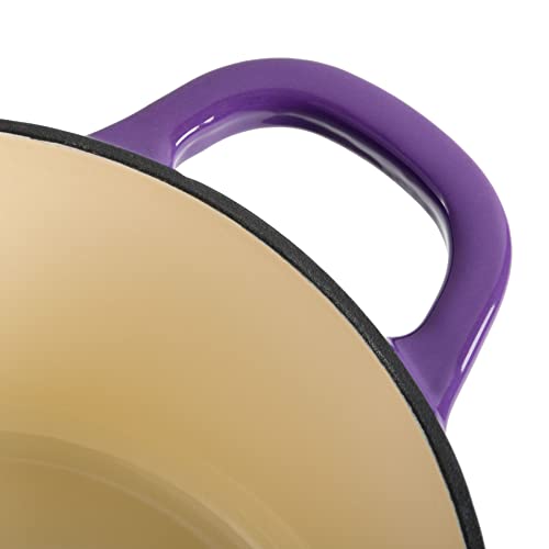 Artisan 5 Quart Round Enameled Cast Iron Dutch Oven (Lavender Purple / 5-Quart)