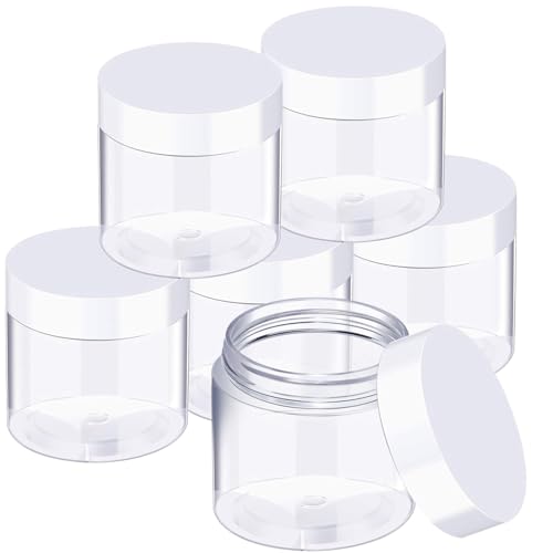 6 Pack 12 oz Plastic Jars Containers with Lids Wide (6 Count)