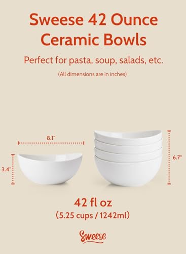 42oz Porcelain Serving Bowls (4 Count)