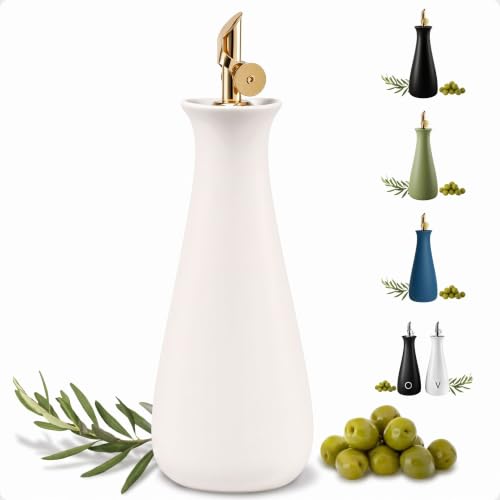 Ceramic Olive Oil Dispenser with Self (White)