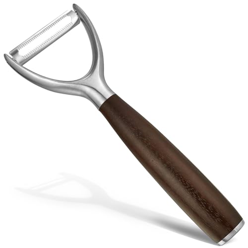 Serrated Blade Premium Y Type 304 Stainless Steel Multifunctional Kitchen Peeler Real Wood Handle Ultra Sharp Blade Vegetable Potato Apple
