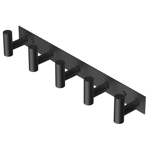 5 T Shaped Wall Hooks (Black / 5 "T" Hooks, 1PACK)
