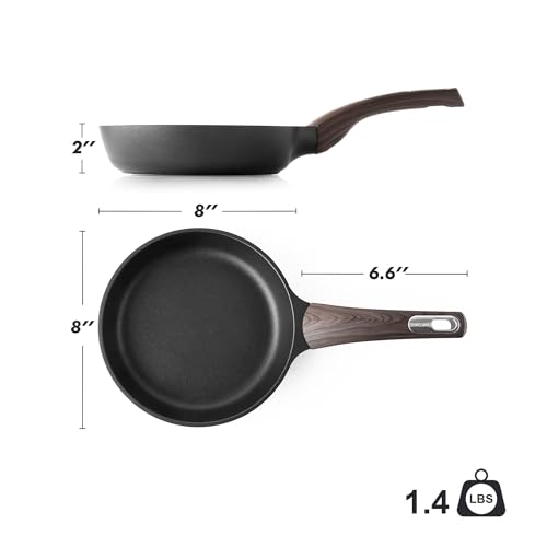 8Inch Nonstick Frying Pan Paella Pan (8 Inch / DARK Black)