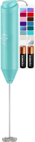 Powerful Milk Frother AA Batteries Included (Teal / Compact Frother + Batteries)