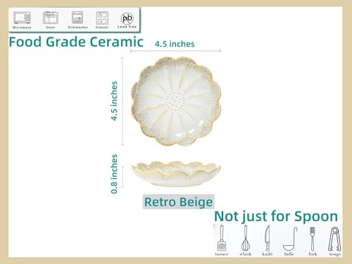 Ceramic Spoon Rest for Stove Top (Retro, Beige)