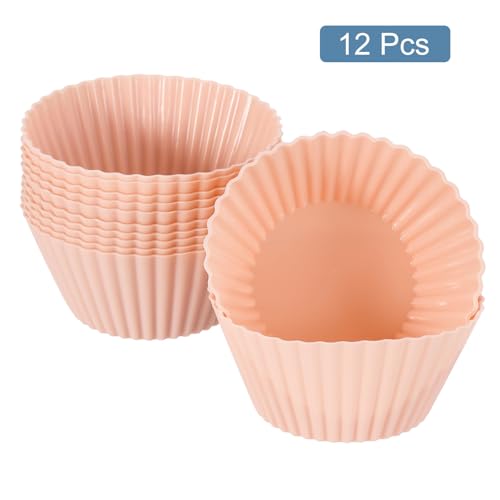 12Pcs Silicone Cupcake Liners (Orange Pink / 2.8")