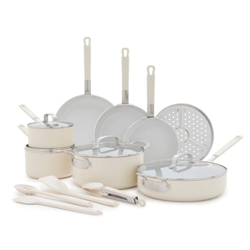 X Bobby Flay 16 Piece Ceramic Nonstick Cookware Set (16 Piece Cookware Set / Cream)