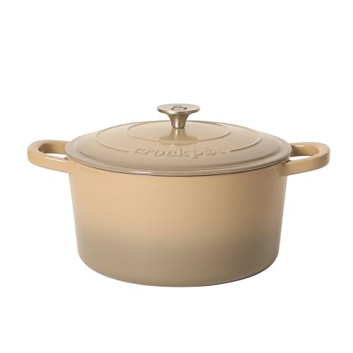 Artisan 5 Quart Enameled Cast Iron Dutch Oven Pot with Lid (Gradient Taupe / 5-Quart)