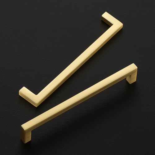 Brushed Gold Cabinet Handles Solid Cabinet Pulls 6 (Brushed Gold / Flat Black 6-1/4'' Hole Center)