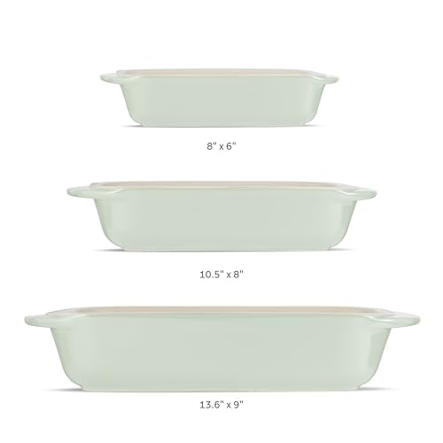 Mae 3 Pc Ceramic Porcelain Baking Pans Set (Mint)
