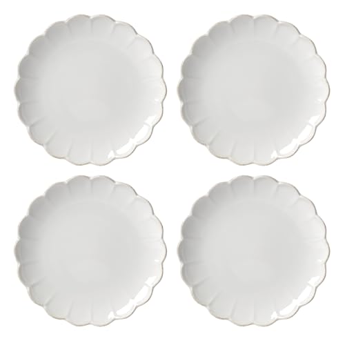 French Perle Scallop Accent Plates (Accent Plates, Set of 4 / White)