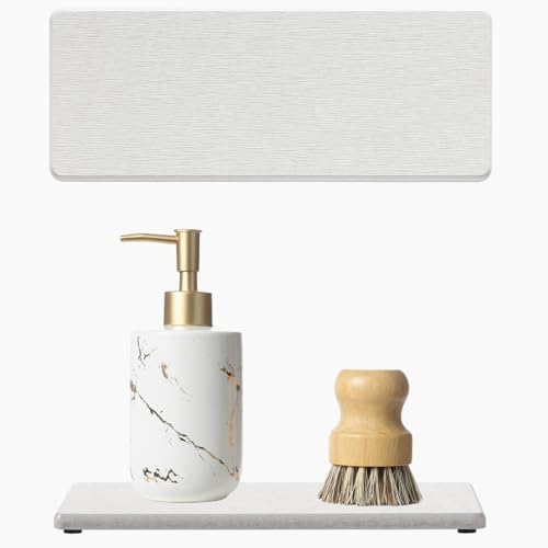 2PCS Beige Bathroom Sink Vanity Trays (2 Pack - Pearl Gray / 9" x 3.5")