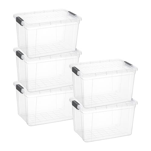 14.7 Quart Clear Plastic Storage Boxes with Lids (14.7 Quarts)