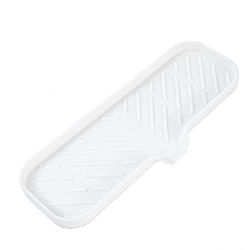 Silicone Soap Dish with Drain Spout (White / L(12"×4"))