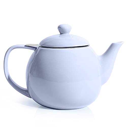 Teapot Porcelain Tea Pot with Stainless Steel Infuser (Lilac / 27oz (with infuser))