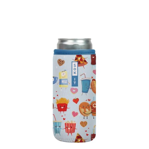 CanSok Sleeve for Beer & Soda Insulated Neoprene Cover (Bestie Bites / 12oz Slim Can Sleeve)