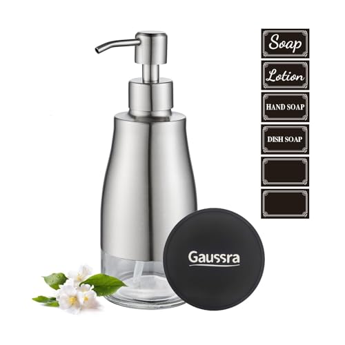 Soap Dispenser with Coaster and Stickers (Brushed Nickel)