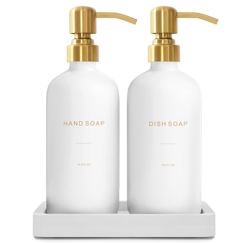 Gold Soap Dispenser Set (White Bottle & Gold Pump)