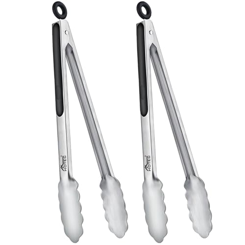 Stainless Steel Locking Kitchen Tongs for Cooking & Serving (12 inch, 2pack)