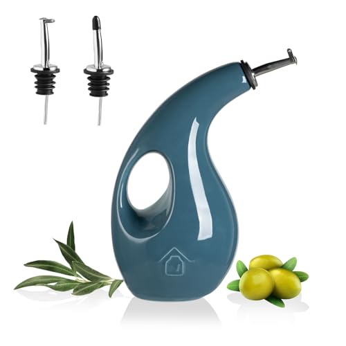 Sweejar Ceramic Olive Oil Dispenser Bottle (Fog Blue / 24 Oz(Hollowed))