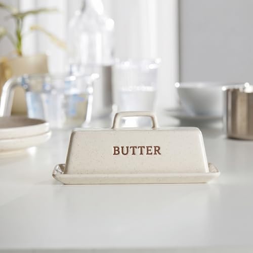 Ceramic Butter Dish with Lid (Matte Oatmeal)