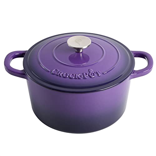 Artisan 5 Quart Round Enameled Cast Iron Dutch Oven (Lavender Purple / 5-Quart)